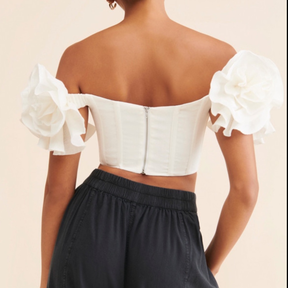 Bardot Sigma Corset linen Women Top in White size M 100% linen - Picture 2 of 14